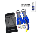 SHARKSKIN JUNIOR MASK, DRY SNORKEL FIN SET WITH MESH BAG + FREE ANTI-FOG