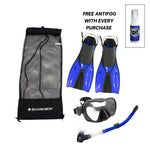 SHARKSKIN ADULT MASK, COMFORT SNORKEL & FIN SET WITH MESH BAG & ANTIFOG