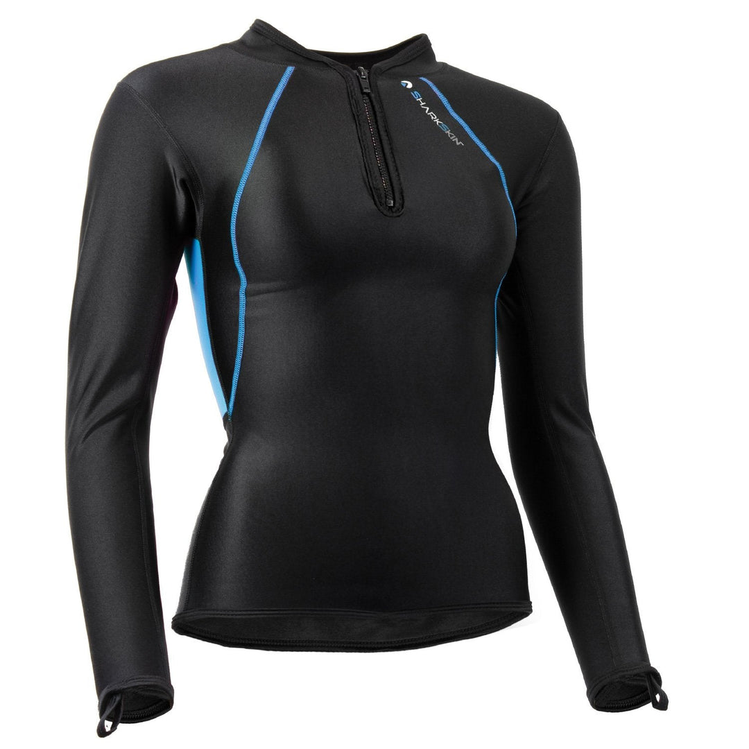 Sharkskin Womens Chillproof Long Sleeve Chest Zip - Blue